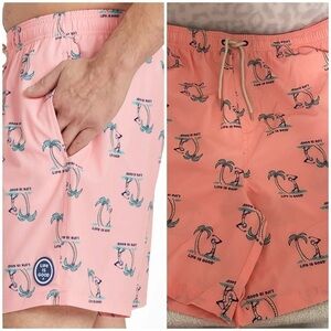 Life is Good Jake Golf Men's Swimming Trunks Size XL Palm Trees Print, Beach NWT